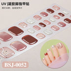 26Tips French Leopard Print UV Gel Toenail Sticker Bronzing Dye Gradient Cross-border Semi Baked Gel Nail Sticker UV Lamp Needed