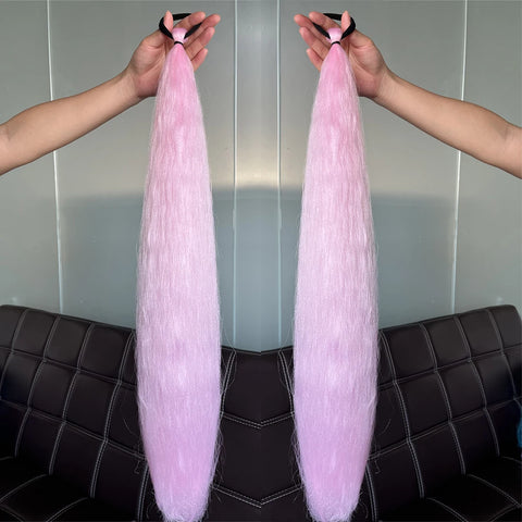 Synthetic 2Pcs Straight Ponytail With Elastic Hair Tie Colorful Braiding Ponytail Hair Extensions Hair Accessories For Women