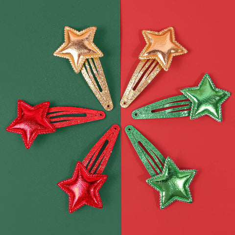 6/12PCS Cartoon Christmas Hair Clips Girls Party Star Hair Barrettes Clips Christmas Hair Clip Children Kids Hair Accessories