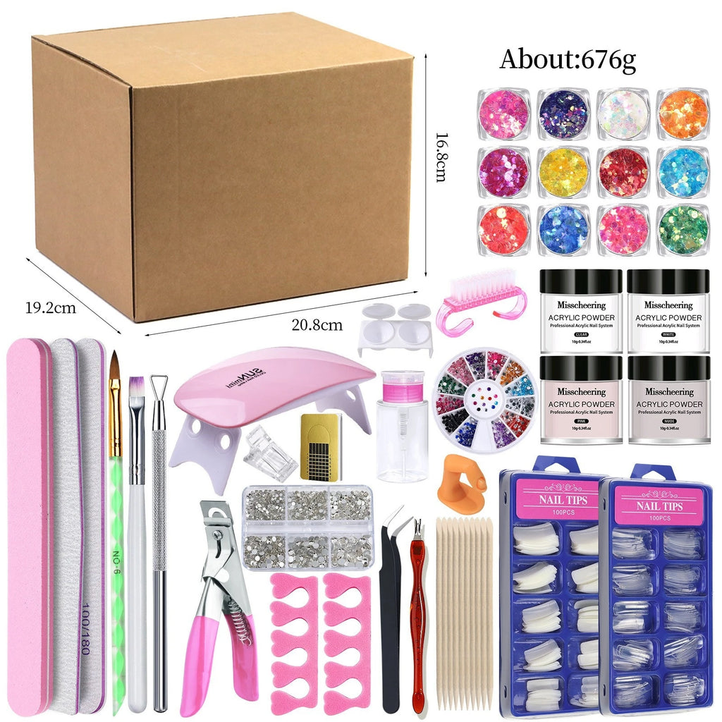 Gel Polish Set Nail Art Kit with UV LED Lamp - Complete Beginner Manicure Tools Kit Including Drill and Brushes for DIY Salon