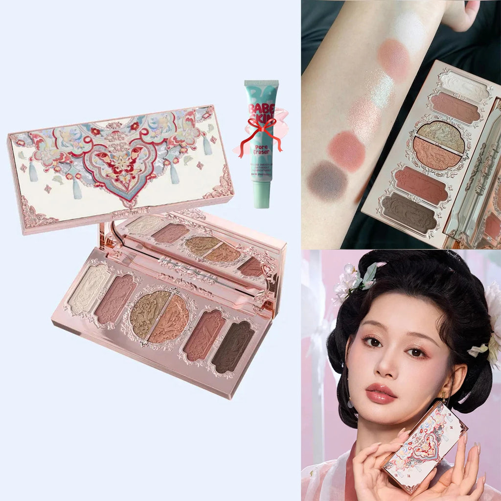 Flower Knows Chocolate Wonder-Shop 8-Color Eyeshadow Palette Matte Shimmer Waterproof Highly Pigmented Long Lasting Makeup
