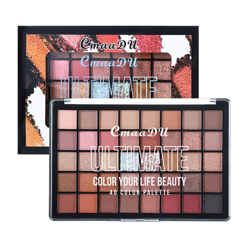 40-Color Eyeshadow Palette:Matte/pearlescent, brown/macaron. Quality, nice eyes.Dating,festivals,beach.Vibrant,durable;gift set.