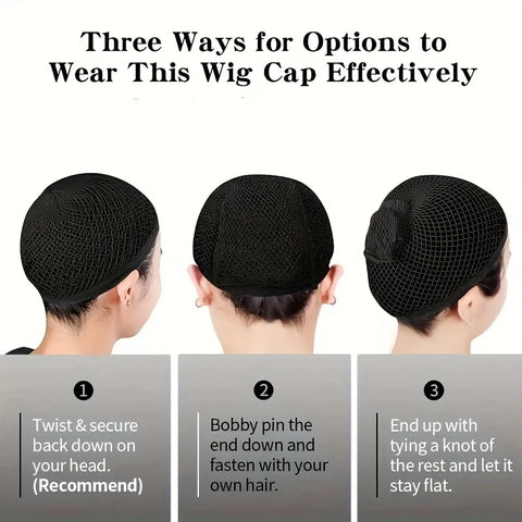 Long Wig Caps, Open End Mesh Net Liner Weaving Cap, Wig Caps ForWomen Black Pack Of 6 Pcs