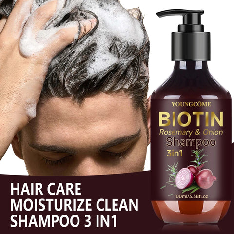 Shampoo Gently Clean Hair Biotin Rosemary Onion Shampoo Remove Dandruff Control Oil Reduce Hair Loss Stabilize Hair Roots Nouris