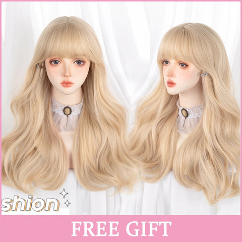 LM Synthetic Hair Long Wave Black And Pink Lolita Wigs For Women Cosplay Wig With Bangs Halloween Christmas Heat Resistant