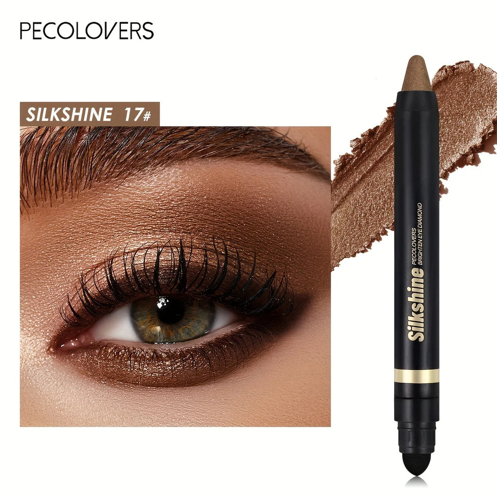 PECOLOVERS Champagne Brown Metallic Eyeshadow Stick - Waterproof, Long-Lasting Glitter Highlighter & Brightening Pencil Crayon