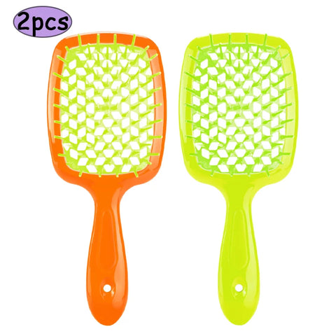 2pcs Professional Comb Detangling Hair Brush Scalp Massage Anti-static Comb Hollow Out Hairbrush for Wet Dry Barber Hair Styling