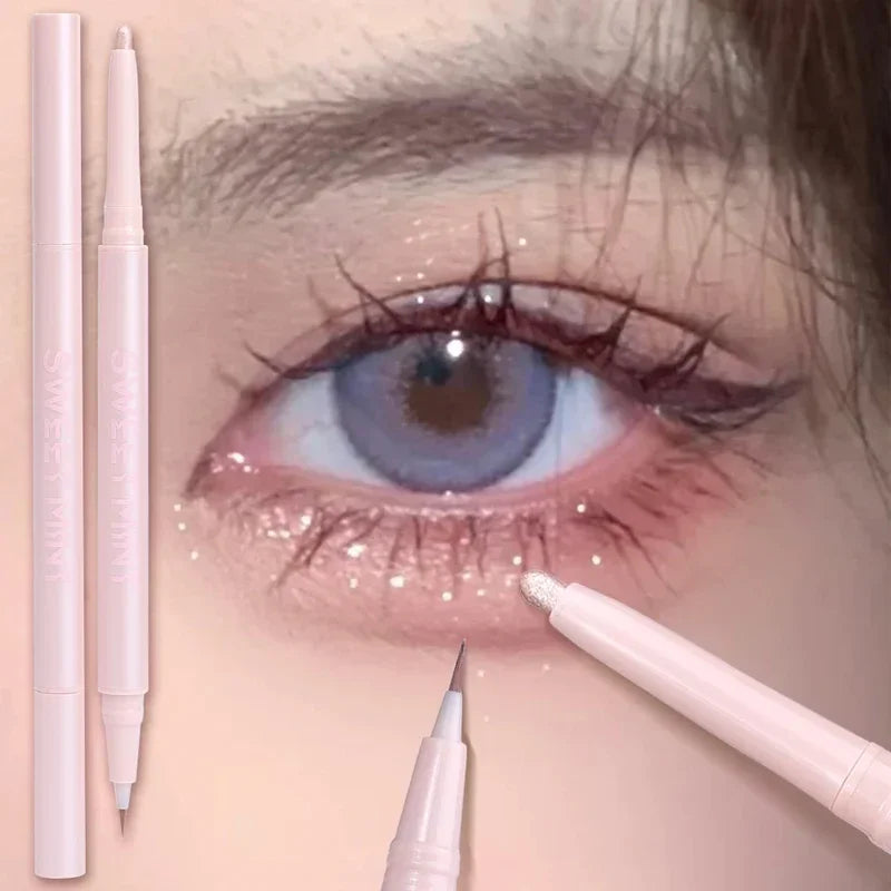 Sweetmint Mulitfuntiona Double Ended Lying Silkworm Pencil Highlighter Makeup Pen Nude Liquid Contour Liner Eye Brightener Stick