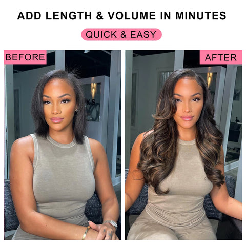 [Hot Sale] 4/27 Higlight Ombre Clip Ins Hair Extensions 9 Pcs 100% Real Remy Bone Straight Brazilian Human Hair Clips Extensions