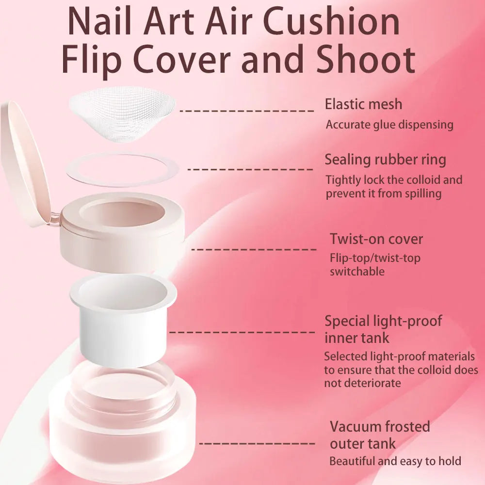 Kaniu 1pc Nail Polish Glue Pink Color Nail Art Air Cushion Patting Glue High Saturation Gypsum Painting Glue For DIY Home Salon