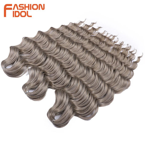 Anna Hair Synthetic Loose Deep Wave Braiding Hair Extensions 24 Inch Water Wave Braid Hair Ombre Blonde Twist Crochet Curly Hair