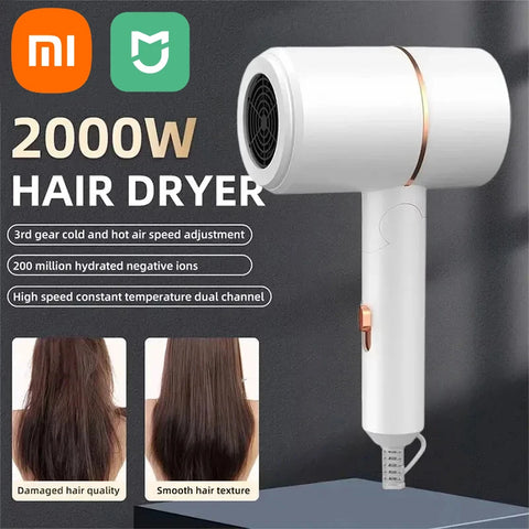 XIAOMI Folding Hairdryer High Power Negative Ion Hair Dryer Home Thermostatic Travel Portable Silent Hair Brush Dryer 2025