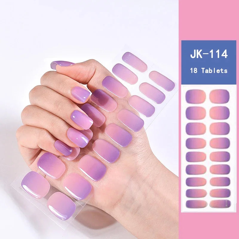 Leopard Semi-Cured Gel Nail Strips Simple Transparent Color Adhesive Long Lasting Gel Nail Stickers Harden In UV Lamp Need