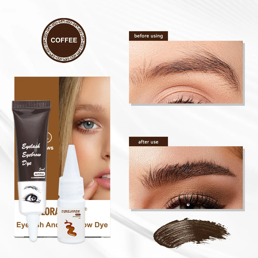 Eyelash Eyebrow Tint Kit Professional Eye Lash Brow Dye Waterproof Long Lasting Eyes Makeup Tools Black Brown Dye Eyebrow Gel