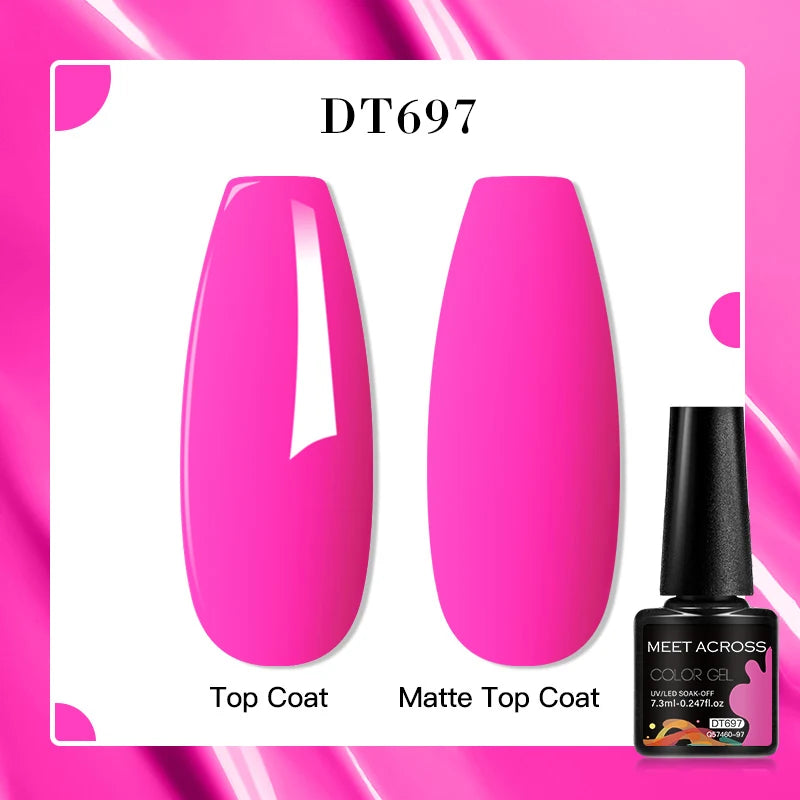 MEET ACROSS 8 Colors Mirror Gel Nail Polish Long-lasting Quick-drying Metallic Gold Silver Red Semi Permanent Varnish Nail Art