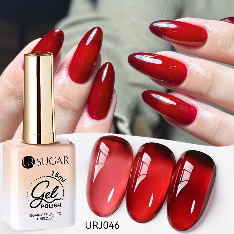 UR SUGAR 15ml Jelly Nude Gel Nail Polish Light Pink Translucent Color Soak Off UV LED Gel Varnish Nail Art DIY Fashion Manicure