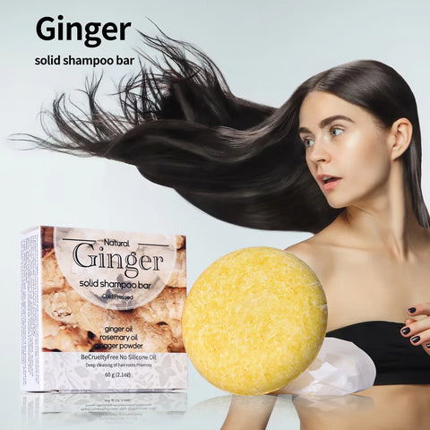 XF+60g Fresh Ginger Shampoo Soap Ginger Oil Hair Care Hair Loss Prevention Dandruff Removal Repair of Damaged Hair Roots