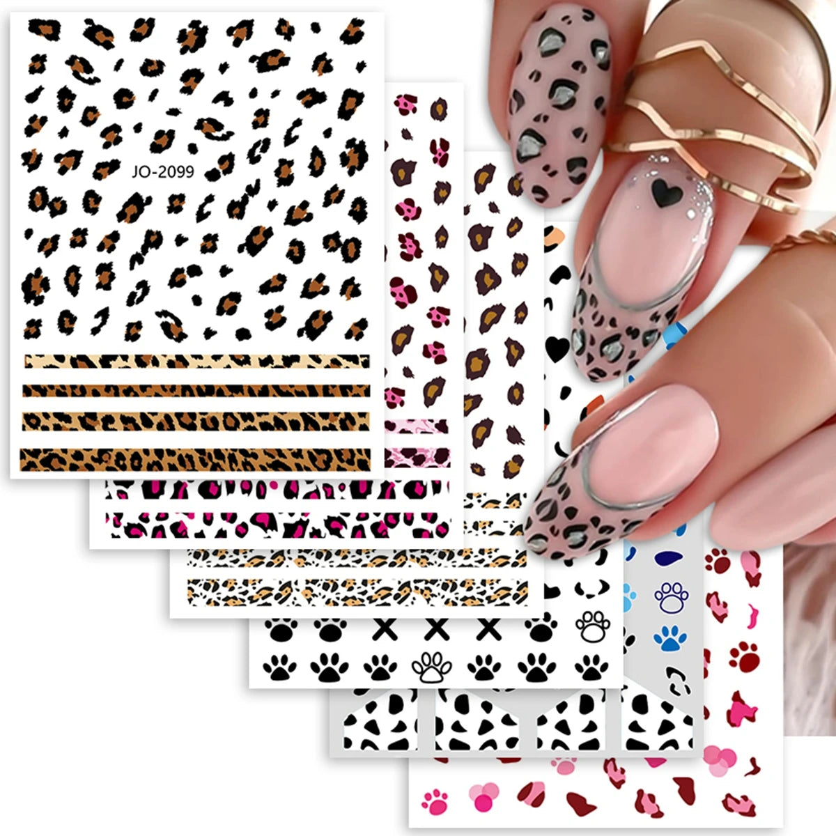 3/6/12 Sheets Leopard Nail Art Stickers Set – Self-Adhesive Animal Nail Decals for DIY Manicure, Cheetah Paw Nail Decorations
