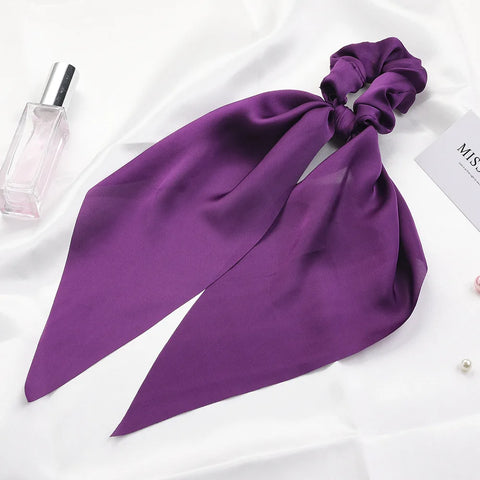 2023 Fashion Print Chiffon Long Ribbon Scrunchies Women Girls Ponytail Scarf Elastic Hair Bands Ties Hair Accessories Wholesale
