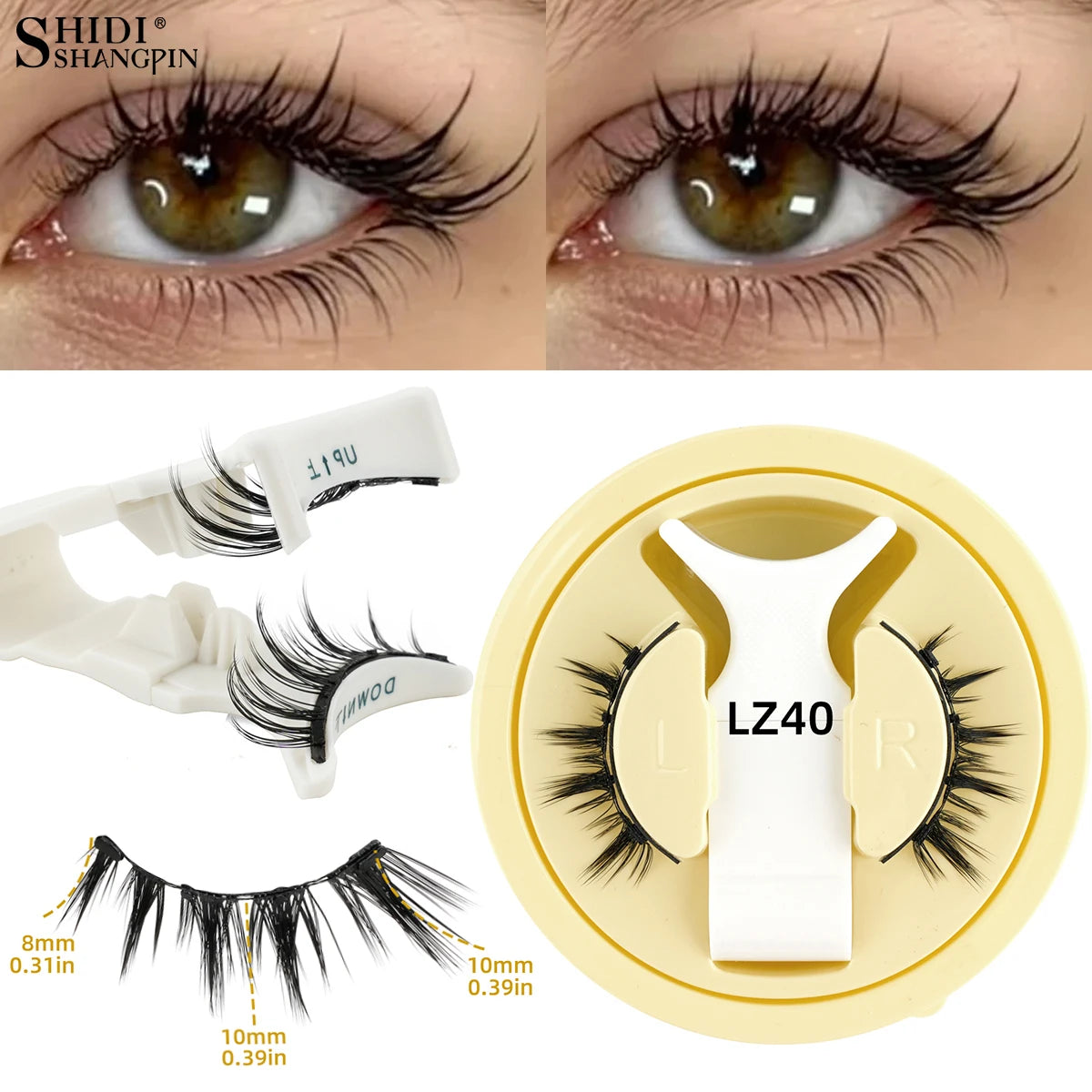 Hot Magnetic Eyelashes Set 1 Pair Reusable No Glue Needed False Eyelashes with Magnetic Tweezers Curly Faux Lashes Makeup Tool