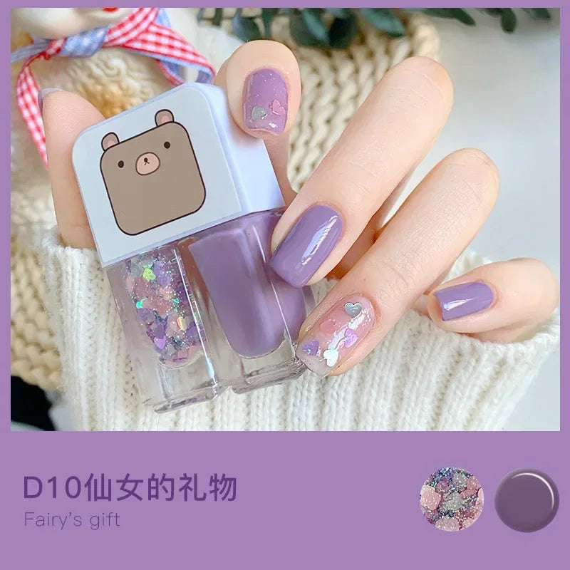 Water-based Nude Icy Women Children Nail Polish Twin Star Set No-bake Quick-drying Odorless Nail Polish Full Set Makeup