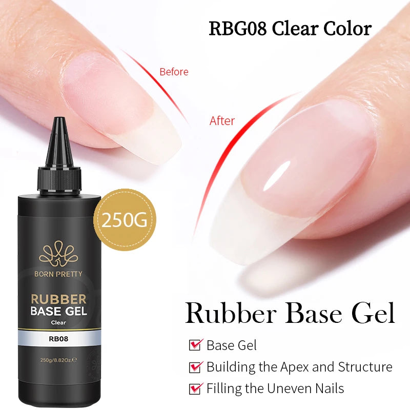 BORN PRETTY 250g Light Pink Jelly Gel Nail Polish Nude Milky White Peach Translucent Color UV LED Soak Off Nail Salon Varnish