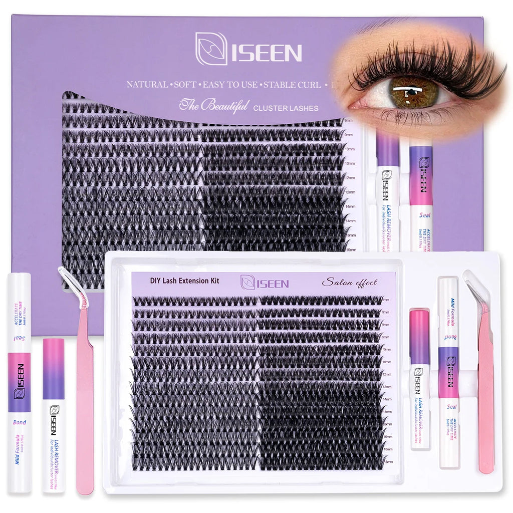Eyelash Clusters Kit Large Capacity Wispy Individual Lashes Natural DIY Cluster Eyelash Extensions Makeup Tool