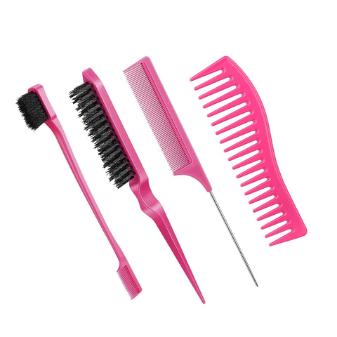 Hair Styling Comb Hair Brush Set, Teasing Edge Brush Rat Tail Comb For Curly/Straight/Wet/Dry/Long/Short Hair