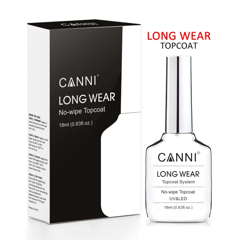 Canni 18ml Big Size Long Wear Diamond No Wipe Top Coat Peel Off Base Coat Nail Manicure Soak Off UV LED TPO FREE Gel Polish