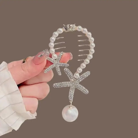 Flower Tassel Hair Clip Women Ladies Butterfly Rhinestone Pearl Metal Hair Claw Round Bun Ponytail Holder Hair Accessories