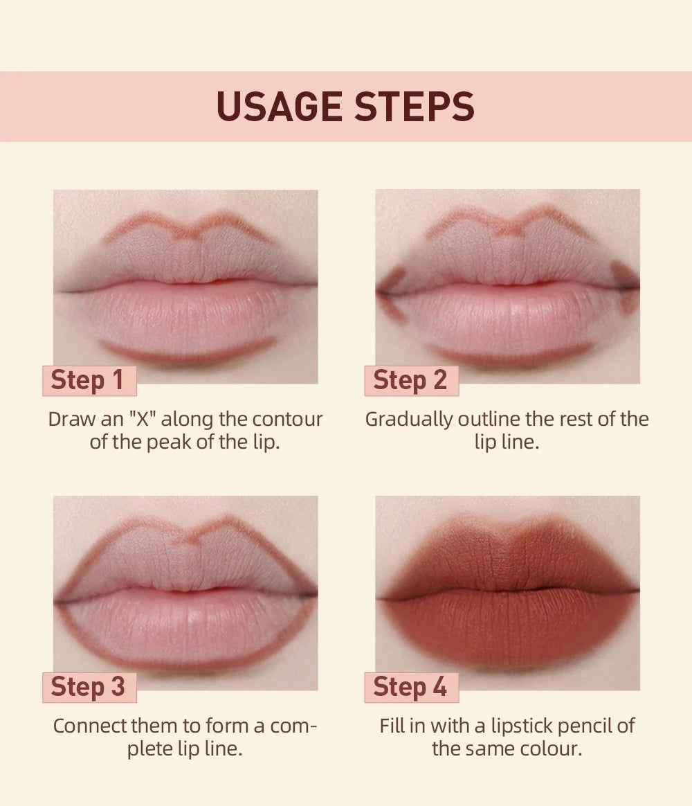 2pcs Lipstick Lipliner Pen Set Matte Waterproof Lip Liner Pencil Contour Makeup Sexy Red Lip Stick Long Lasting Cosmetics Beauty