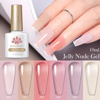 BORN PRETTY 10ml Translucent Jelly Nude Gel Nail Polish Colorful  Varnish Semi Permanent UV LED Nail Art  Manicure Gel