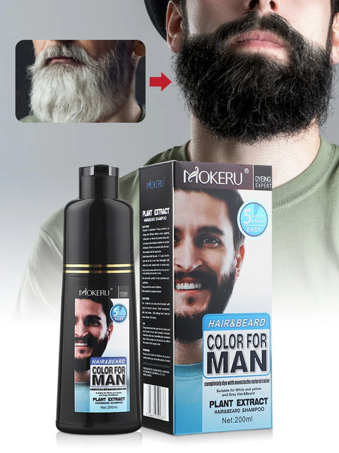 Natural Permanent Beard Dye Shampoo Repair White Grey Hair Removal Instant Mustache Dying Blacking Fast Beard Coloring for Men