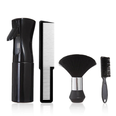 4pcs Professional Barbershop Tools Spray Bottle Comb Nylon Bristle Beard Brush Hair Cleaning Brush Salon Styling Accessories