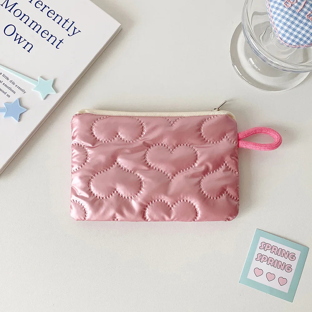 Instagram Bow Silver Shiny Makeup Bag Small Portable Carrying Bag Earphones Data Cable Storage Bag Wallet