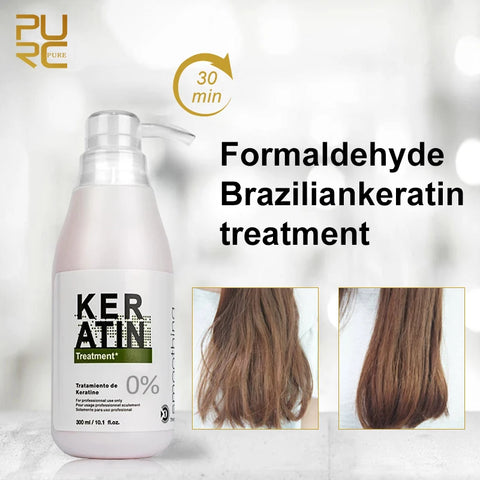 PURC Brazilian Keratin Hair Treatment Formalin Curly Hair Straightening Smoothing Product 0% 5% 8% 12% 300ml
