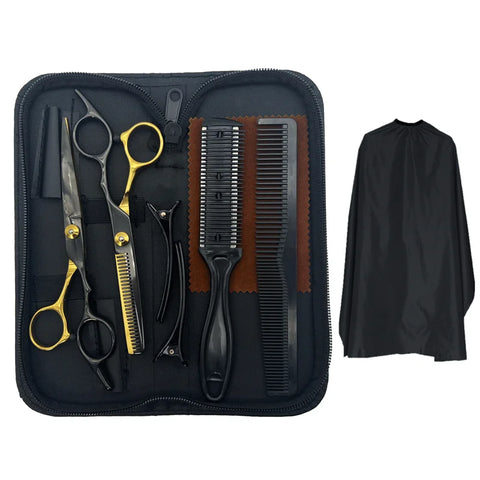 Hair Cutting Scissors Set, Professional Haircut Scissors Kit With Cutting Scissors, Thinning Scissors, Comb, Cape, Clips,Hairdre