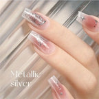 Mirror Metal Gel Nail Polish with Silver Rose Golden Painting Drawing - Easy to Apply and Long-Lasting
