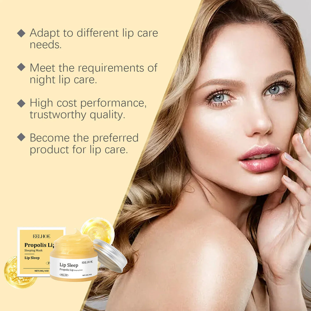 Propolis Lip Sleeping Mask Exfoliating Moisturizing Fade Lip Lines Repair Lip Treatment for Dry & Chapped Lips Overnight Care