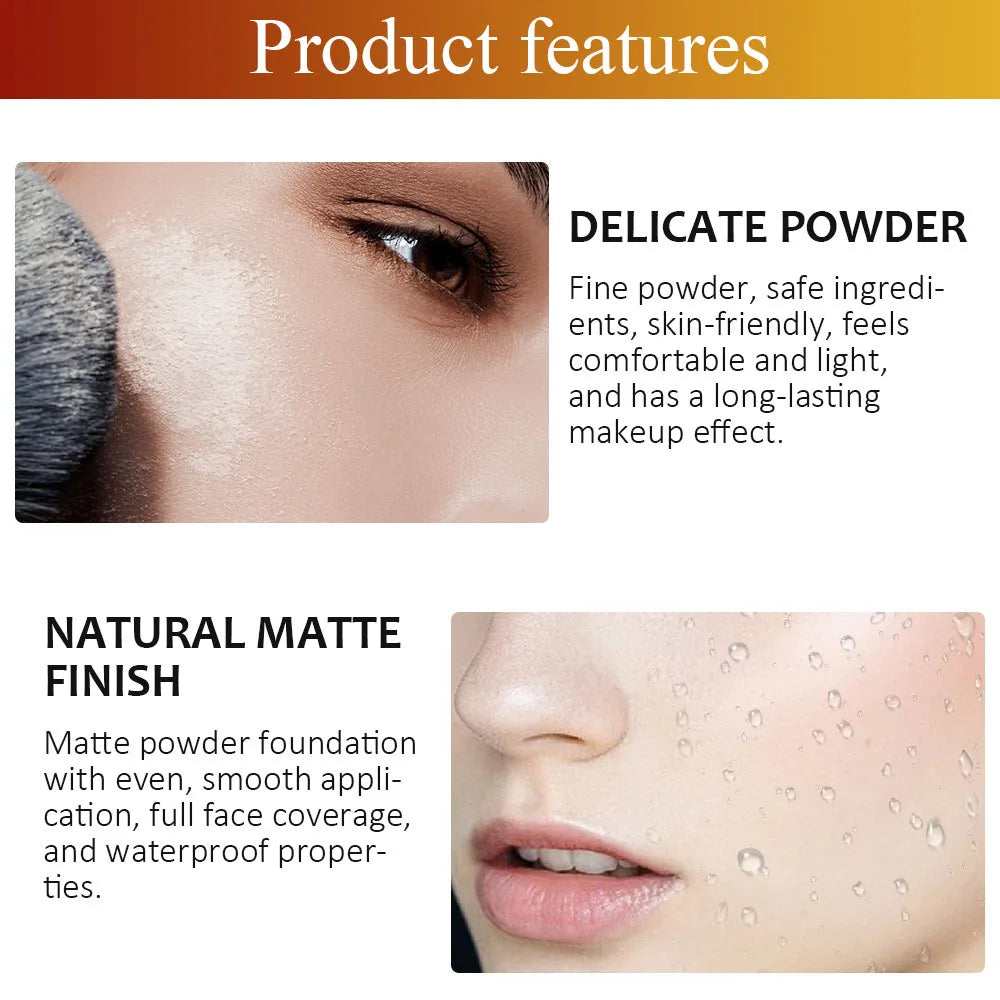 9 Colors Waterproof Matte Powder Face Pressed Foundation Natural Oil-control Brighten Concealer Blush Powder Cake Cosmetics
