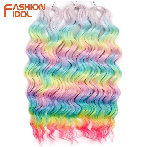 Anna Hair Synthetic Loose Deep Wave Braiding Hair Extensions 24 Inch Water Wave Braid Hair Ombre Blonde Twist Crochet Curly Hair