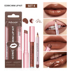 Waterproof Long Lasting Matte Black Lipstick Set Velvet Liquid Lip Gloss Lip Liner Set Red Stain Halloween Goth Makeup