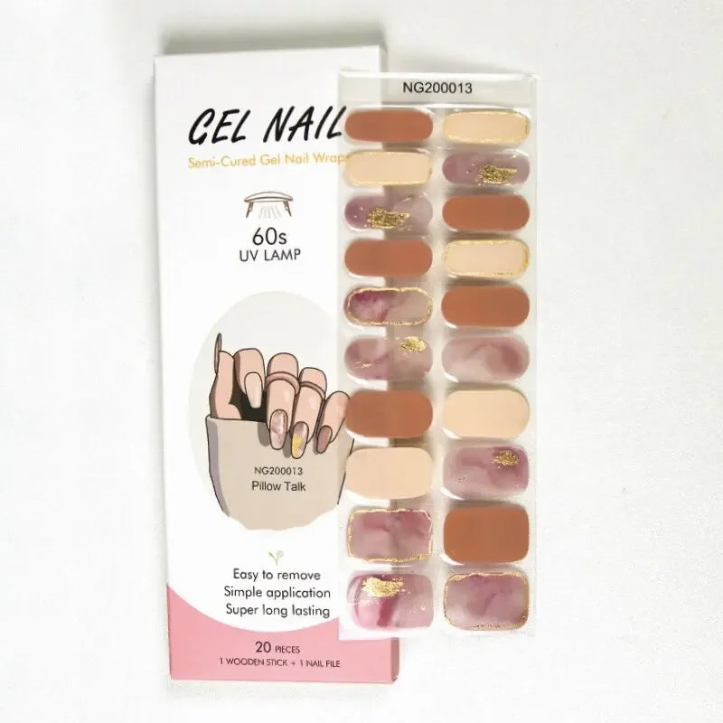 Leopard Semi-Cured Gel Nail Strips Simple Transparent Color Adhesive Long Lasting Gel Nail Stickers Harden In UV Lamp Need