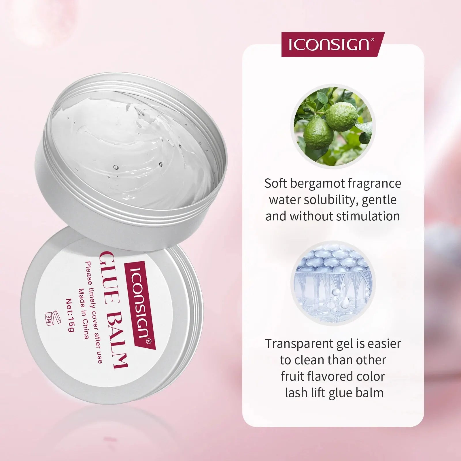 ICONSIGN Lash Lift Glue Balm 15g Eyelash Lifting Adhesive Gel Strong Viscosity Quick Drying Lash Lift Glue Brow Lamination