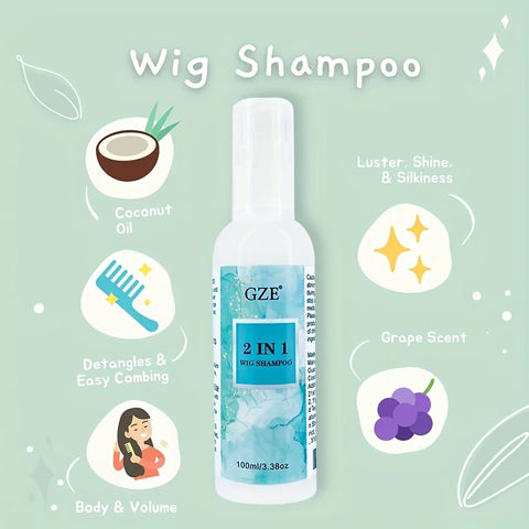 GZE 2 IN 1 Wig Shampoo For Synthetic Hair Soak & Rinse, Deep Cleansing, Revitalizes, Moisturizes
