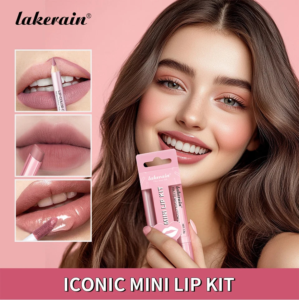 Waterproof Long Lasting Matte Black Lipstick Set Velvet Liquid Lip Gloss Lip Liner Set Red Stain Halloween Goth Makeup