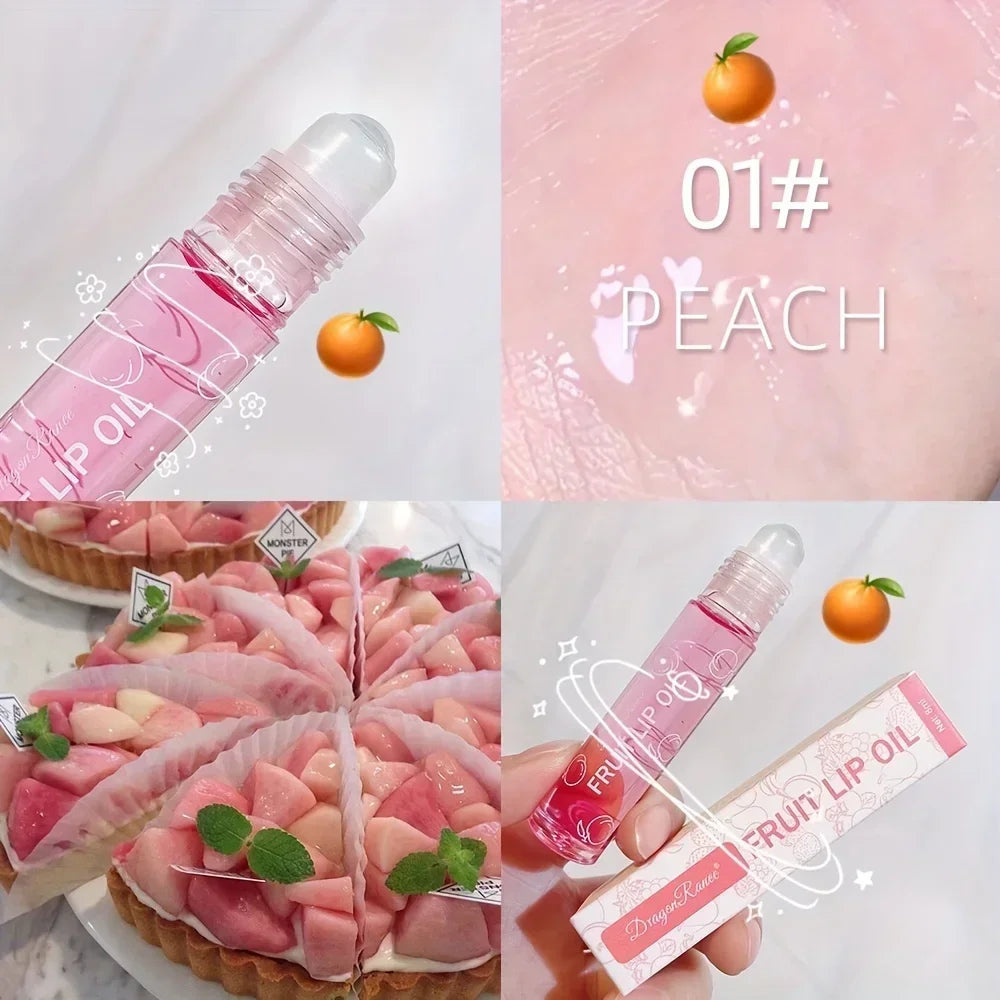 Fresh Fruit Roll-on Lip Balm Makeup Moisturizing Clear Grape Transparent Lip Oil Long Lasting Hydrating Lipstick Gloss Cosmetics