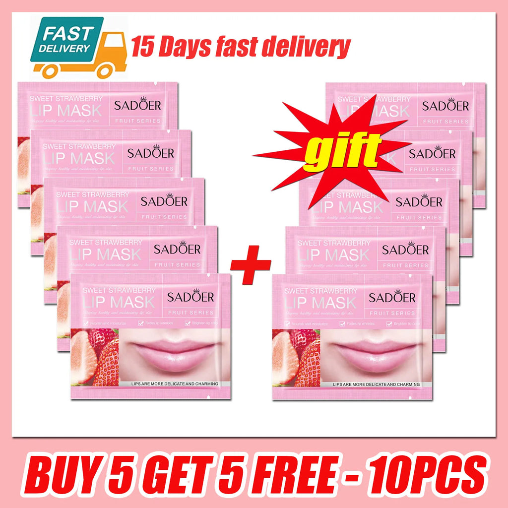 Collagen Lip Mask Strawberry Lip Sleeping Mask Moisturizing Hydrating Lip Balm Nourishing Lip Patches Lip Skin Care Products