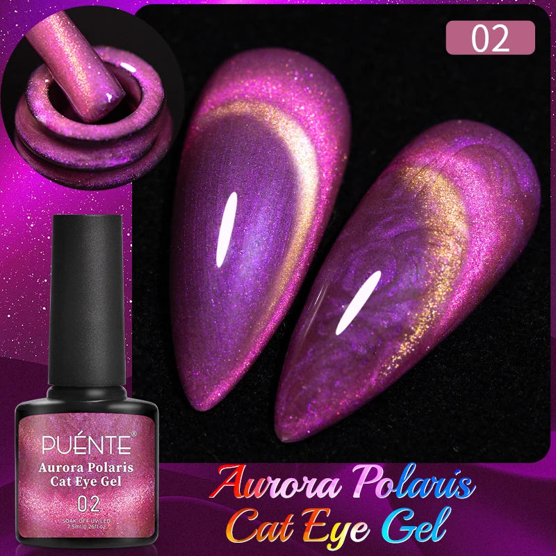 PUETNE 7.5ML Amber Moonlight Cat Magnetic Gel Nail Polish Winter Nails Jelly Glass Cat Eye Soak Off UV Semi-Permanent Varnish