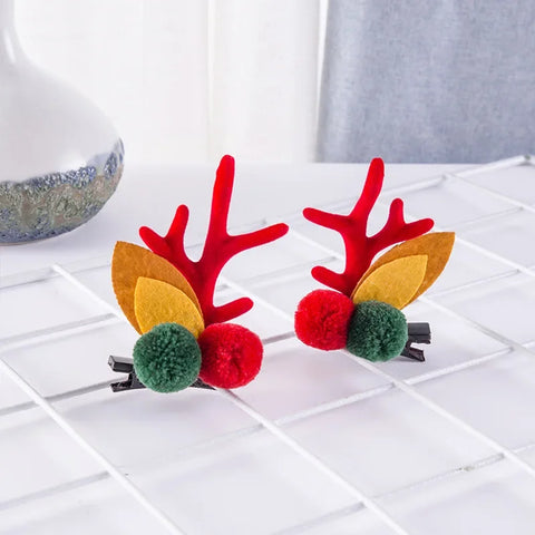 2pcs/Set Kawaii Christmas Elk Ear Hair Clip Women Girl Santa Snowman Hairpin Xmas Party Barrettes For Kids Cosplay Headwear
